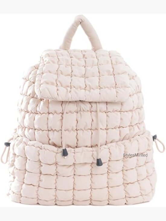 Lightweight Quilted Puffer Backpack for Women Hiker Pack Drawstring Padding main image 6